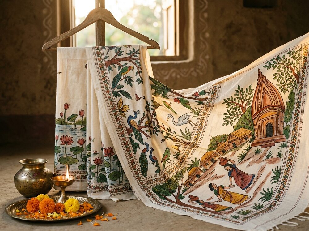 Heritage hand-painted saree